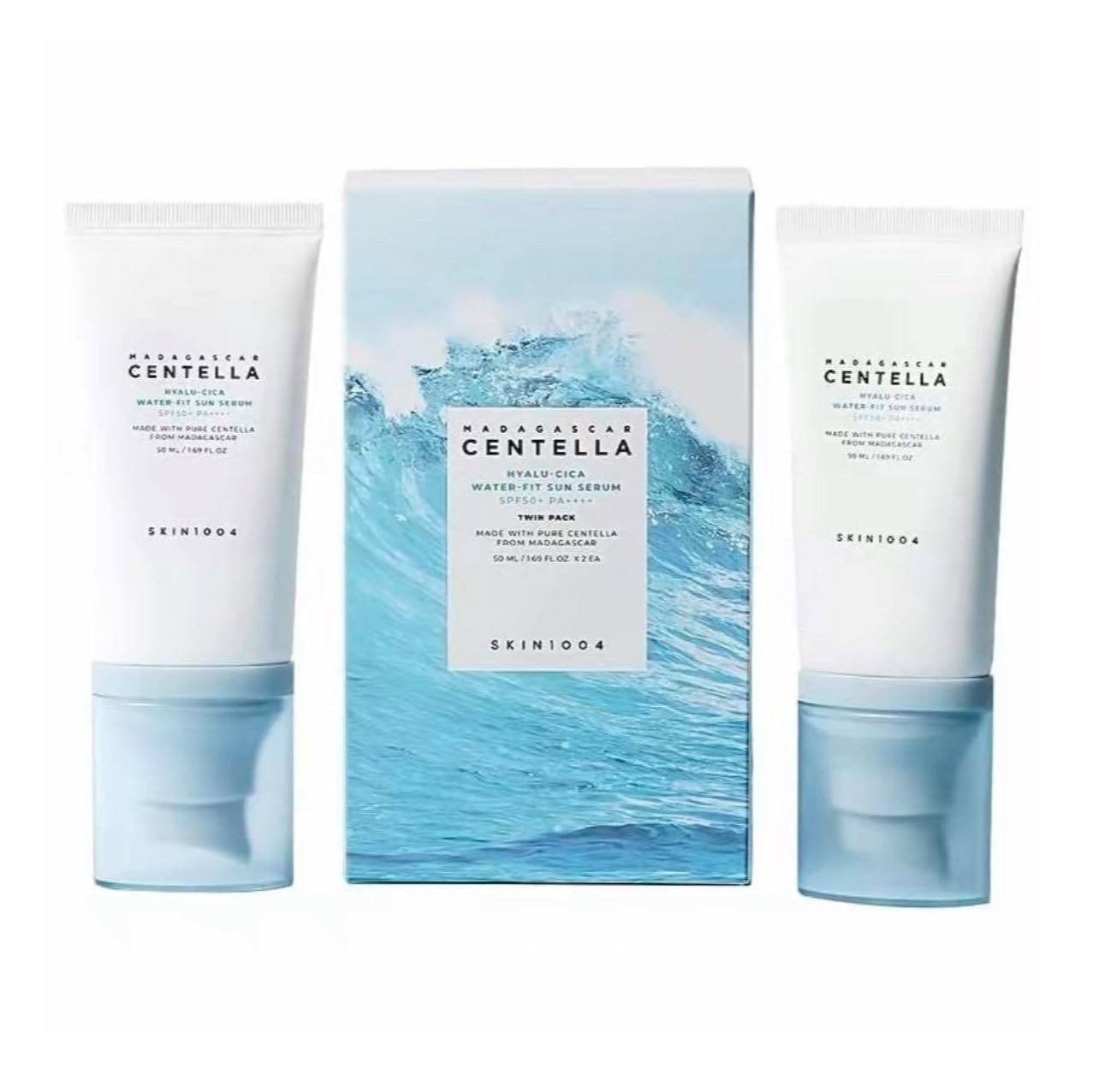 SKIN1004 Centella Hyalu-Cica Water-Fit Sun Serum UV, Korean Sunscreen SPF 50, Centella Sunscreen, Travel Essentials, Sunscreen with Hyaluronic Acid, No White Cast, Korean Skin Care, 1.69 fl.oz / 50ml