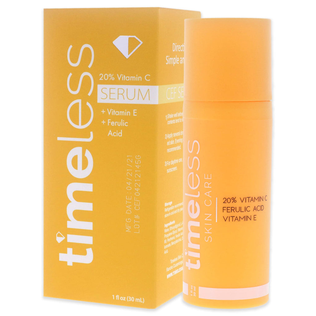 Timeless Skin Care Vitamin C Serum with Vitamin E & Ferulic Acid - Brightening Serum - for Oily & Dry Skin - Fragrance-Free - 1.7 oz
